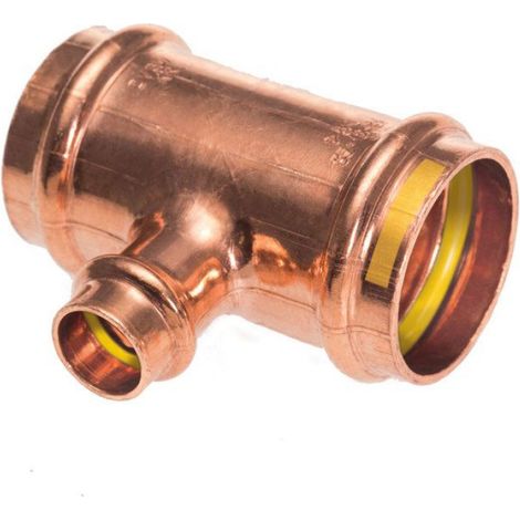Té Cuivre - Raccord Gaz Femelle - Réduction 28 mm à 15 mm - Pour Installation Gaz - 1 Pièce