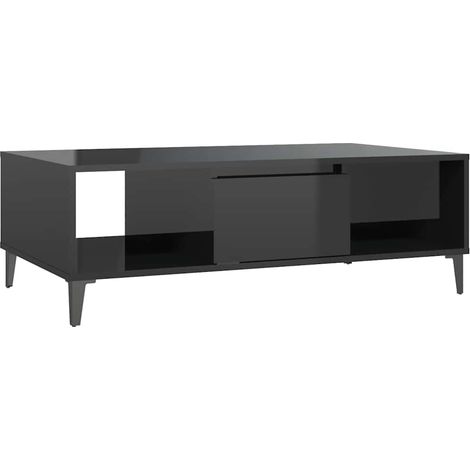vidaXL Tavolino da Salotto Nero Lucido 103,5x60x35cm Legno Multistrato (1/5)