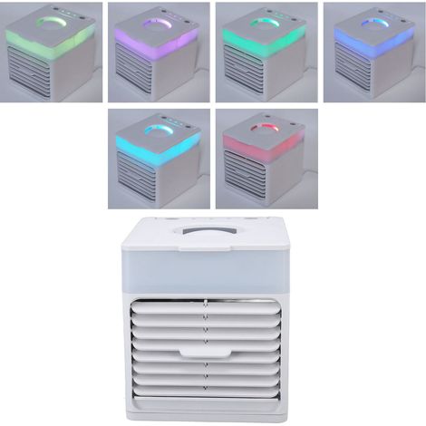 Mini climatiseur portable USB silencieux avec ventilateur et humidificateur de 500 ml, refroidissement par eau, éclairage d'ambiance sept couleurs, alimentation USB (1/5)