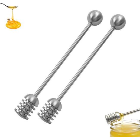 cucchiaini da miele, spirale per miele, cucchiaini da miele in acciaio inossidabile, contagocce color argento per vasetti di miele, per gli amanti del tè e del caffè (1/5)