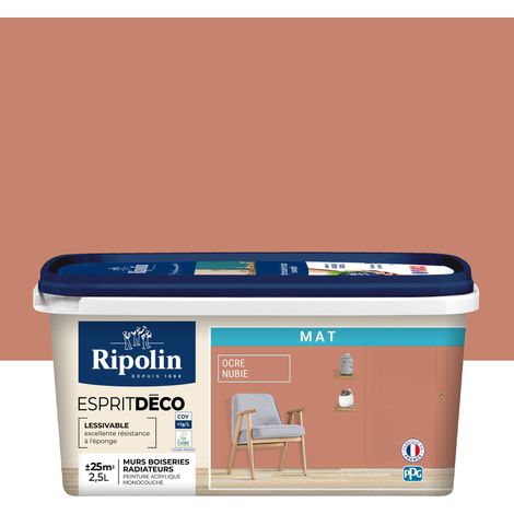 Ripolin – Peinture intérieure ultra-couvrante Ocre Nubie – Aspect mat – 2,5L – Pour murs, boiseries et radiateurs – Fabriquée en France (1/8)