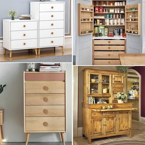8 Pices Bouton Cuisine De Placard En Rotin Poigne De Meuble Cuisine Boutons De Porte Meuble Tiroir Placard, Tiroir Enbois Ronds Pour Cusine Chambr (1/5)