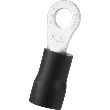 Cosses à œillet RS PRO, Isolé, Noir, 4mm², 4.3mm, 8mm