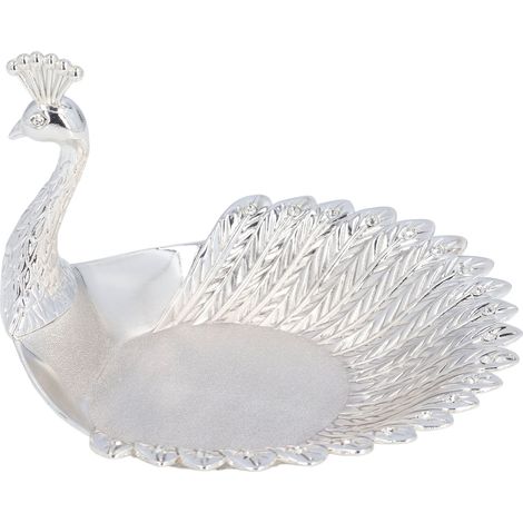 Assiette à bonbons cygne argentée raffinée, multifonctionnelle, pour bonbons, fruits et en-cas, idéale pour la décoration intérieure. (1/5)