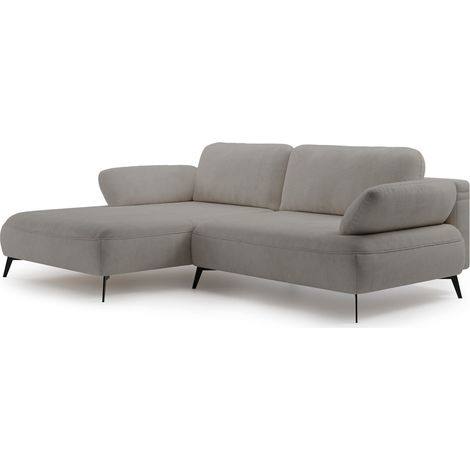 Selsey Avolla – Ecksofa mit Schlaffunktion, Bettkasten und hydrophober Chenille, linksseitig, Graubeige
