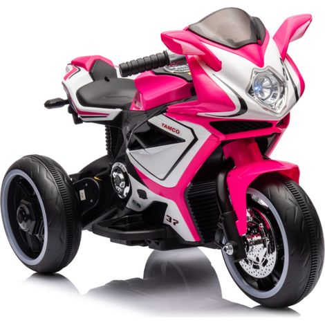 Moto électrique enfant 6V rechargeable, démarrage progressif, musique et lumières LED, marche avant arrière, moto enfant 3-4 ans, rose (1/5)