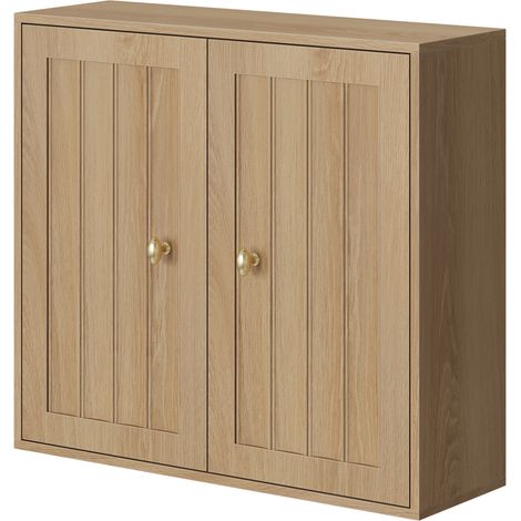 Hängender Badezimmerschrank mit 2 Türen aus MDF in Eichenoptik 61,5 x 20 x 56 cm MODENUIT (1/5)