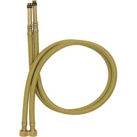 Tuyau Flexible - M10 x G3/8 - 40 cm - Tressé Nylon Or - Pour Robinet Cuisine Lavabo Salle De Bain - 2 Pièces (1/4)
