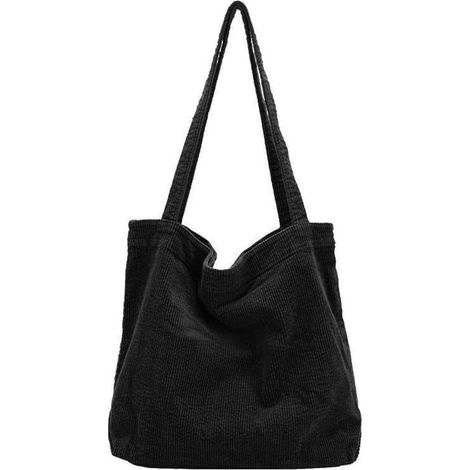 Sac à main rétro pour femme en velours côtelé de grande capacité (noir), (1/2)