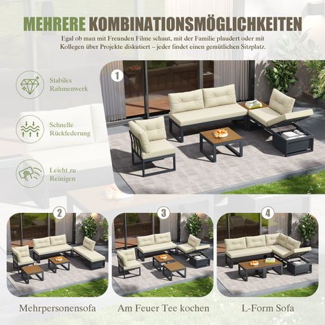 Ensemble mobilier jardin dossier 3 positions inclinable,coussins épais,rangement et housse étanche. Pour terrasse,balcon et jardin. (1/5)