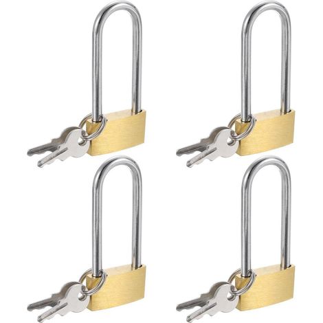 4x cadenas en laiton avec anse longue et clé, 60mm, étanche