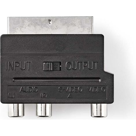 Adaptador scart scart macho s video female 3x rca hembra niquelado conmutable abs negro 1 uds caja