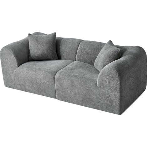 Canapé 2 places moderne en velours avec coussins – loveseat gain de place pour salon, bureau et appartement – design compressé tout doux