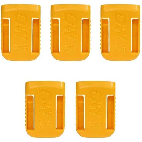 5 Pièces Support de Batterie d'Outils, Tool Support de Batterie pour Dewalt 18V, Couvercle de la Batterie Clip de Ceinture(jaune) (1/4)