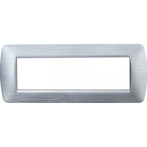 Placca serie Space, 7 moduli, plastica satinata, argento, compatibile con serie BTicino Living - Ettroit LN85715