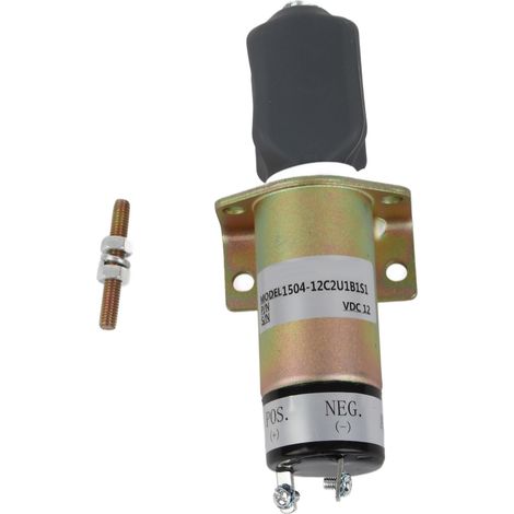 Solenoïde d'arrêt moteur 2 bornes, vanne de coupure en acier inoxydable, 12V DC pour moteur Kubota DF 750 (1/5)