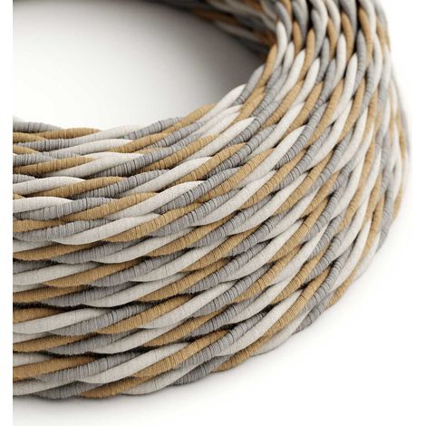 Creative-Cables, Cavo elettrico trecciato in lino, Sezione 3 x 0,75 mm², Lunghezza 10 m, Country TN07, Made in Italy