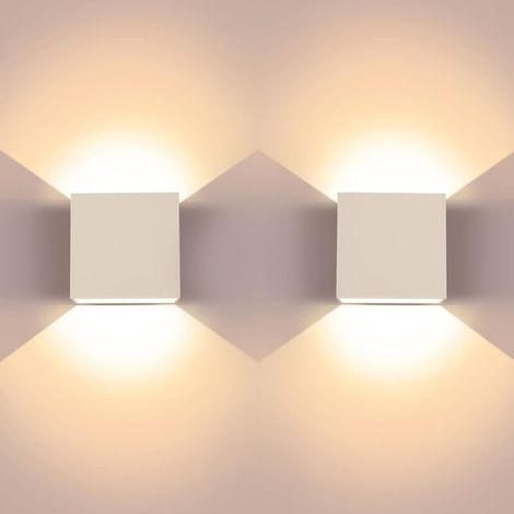 2 Pack Appliques Murales à LED 6W,Applique Murale Carrée Supérieure et Inférieure en Aluminium Moderne Blanc Chaud 3000k,Convient pour le Salon,la Chambre,le Couloir,la salle à Manger (1/5)