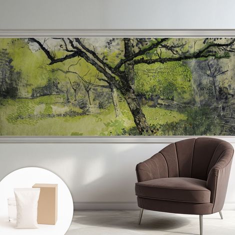 Tapete Vliestapete mit Kleber modern Wohnzimmer - Wanddeko Schlafzimmer - Tapete mit Motiv Frühlingspark 250x104 cm (1/5)