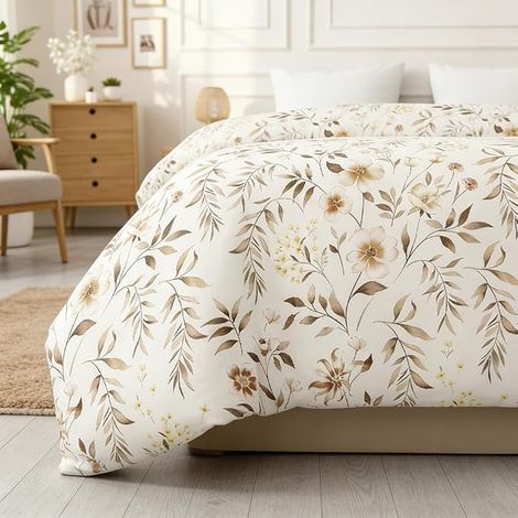 Copripiumino 220x240 Motivo Foglie Fiori Federa 65x65 cm (1/4)
