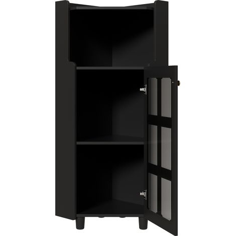Armadio angolare nero con LED e controllo app, MDF, 63,5 x 45 x 124 cm (1/5)