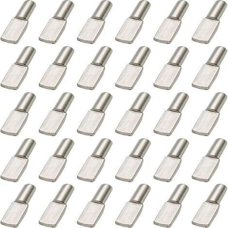 ALLIANDISLaBlanc - 120 pcs Upport Ttagere, Taquet Etagere 5mm, Cheville de Support Goupille Etagere en Métal Nickelé Plaqué Forme de Cuillère, Étagère Broches pour Meubles Placard Bibliothèque (1/4)