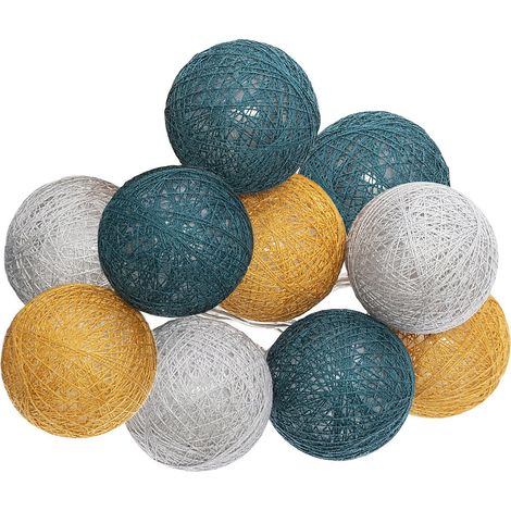 Guirlande décorative à piles 10 LED Boules en Coton D 6 x L 165 cm - Multicolore - Atmosphera