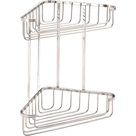 Grand panier de douche d'angle à 2 étages Chromé (1/3)