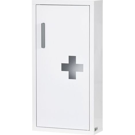 Armoire à pharmacie murale 2 étagères 3 niveaux avec porte aimantée métal 30 x 12 x 60 cm blanc (1/5)
