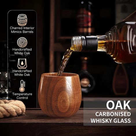 Verre à whisky en bois carbonisé style Old Fashioned (1/4)