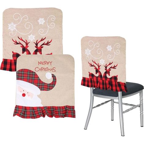 Housses de chaise de Noël 2 pièces Housses de chaise de salle à manger Décoration de salle à manger Housse de chaise de dîner Xrhas Décoration de chaise Noël, fête, décoration de cuisine (1/5)