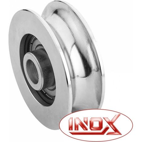 Estebro – Roue de portail inox sur roulement 20mm – Ø80mm – Charge max 655kg – Pour portes coulissantes