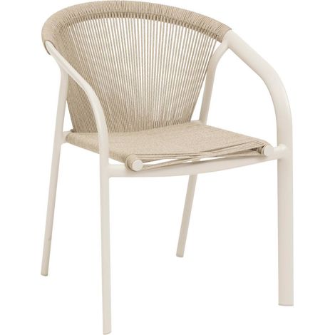 Poltrona da giardino impilabile riu in alluminio argilla e beige - Hespéride