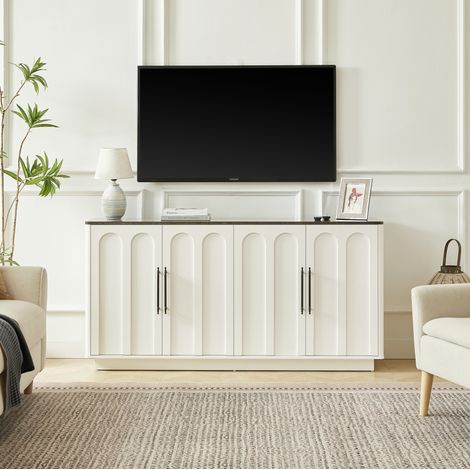 MEUBLIV TV-Möbel 160 cm weiß und schwarz – 4 Soft-Close-Türen, viel Stauraum (1/5)