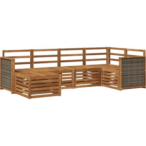 Set di divani da esterno 6 pz Naturale Legno di Acacia Massello vidaXL (1/5)