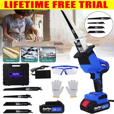 Powered Cordless Reciprocating Saw Li-Ion Battery Variable Speed Wood Metal PVC Cutting (1/5)