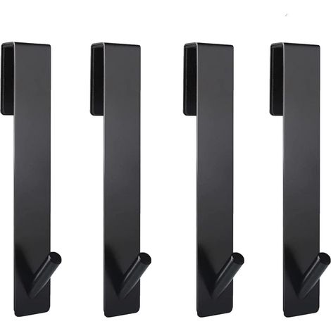 4er-Set Duschhaken ohne Bohren. Handtuchhaken. Schwarze Edelstahlhaken mit Gummischutz für Duschwand.