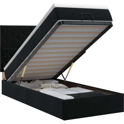 Maison Exclusive - Letto ottomano con materasso Nero 90 x 200 cm Velluto (1/5)
