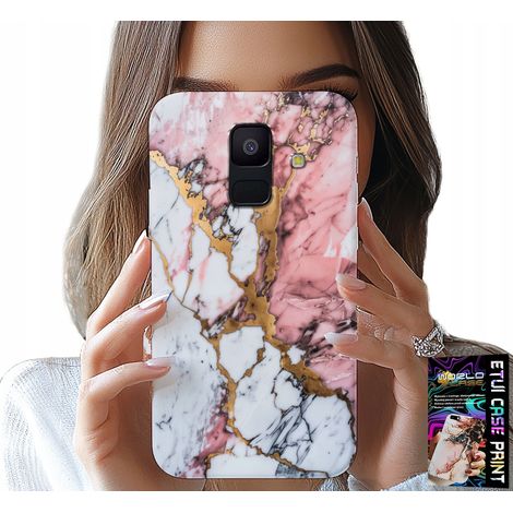 Custodia per Samsung A6 2018 - effetto marmo rosa e bianco, motivo pietra (1/5)