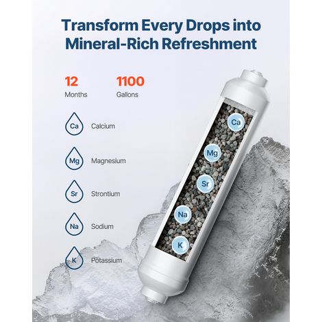 Système d'osmose inverse, 4164 L, remplacement filtre à eau par osmose inverse sous l'évier, filtre minéral à connexion rapide 6,35 mm, restaure les minéraux essentiels pour purificateur d'eau (1/5)