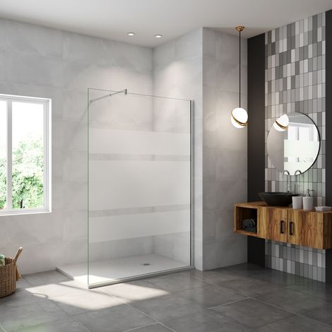 AICA Walk in Duschwand Teilsatinie 6mm NANO ESG 120x190cm Dusche Duschtrennwand Glaswand mit Stabilisator 70-120cm für 6-10mm Glas W12 (1/5)