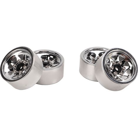 4 Pièces 1 Pouce Moyeu de Roue RC Léger Universel Jantes Métal de Remplacement pour Voiture RC Amélioration Argent (1/5)