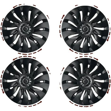 Copricerchi, in plastica ABS resistente, compatibili con Tesla Model Y, nero opaco LR (1/2)
