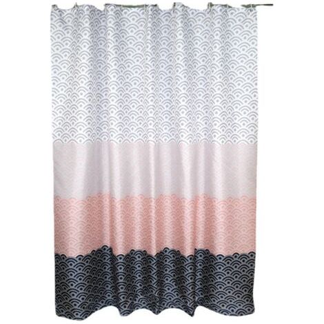 Sollbry Rideau de Douche 180x200CM Polyester Imperméable Tissu Lavable en Machine Rideau Salle de Bain avec 12 Crochets Rose (1/5)