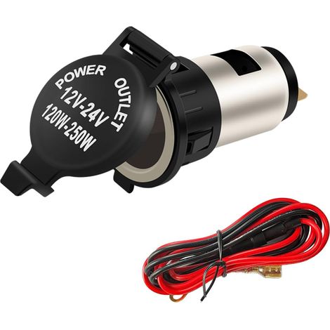 12V Automotive Cigarette Lighter Socket, les motos (1 Pack), étanche avec couvercle et cordon d'extension, pour les voitures (1/5)