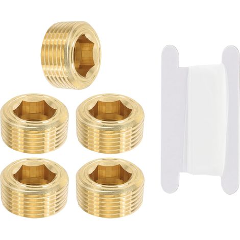5Pcs 3/4" NPT Bouchon Mâle À Embout Hexagonal En Laiton (1/5)