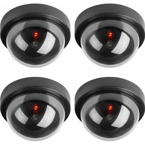 NALOOKAMIC Caméras factices, Fausse de Sécurité Caméra Dôme CCTV avec LED Clignotant Lumière pour Les Entreprises Magasins Accueil, Usage Intérieur Extérieur (4 Pack) (1/5)