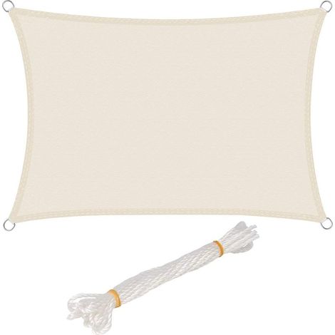Voile d'ombrage rectangulaire 2x4 m – 160 g/m² polyester résistant aux intempéries – Protection UV 50+ – Fixation avec 4 cordons de 1.5 m (1/5)