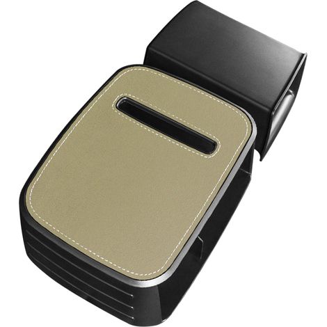 (Exclusivité Asie du Sud-Est) Poubelle de voiture, accessoires intérieurs, pochette de rangement pour mouchoirs et parapluies (avant et arrière), boîte de rangement, beige (1/5)