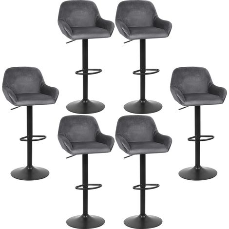 6PCS TABOURET DEBAR, CHAISE DE CUISINE,GRIS Braga tissu (1/4)